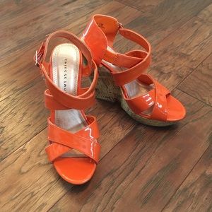 Chinese Laundry// Orange Gum Drop Wedge size 7.5